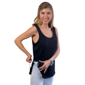 Post-surgery mastectomy tank top with drain pockets and easy snap access for comfortable recovery.