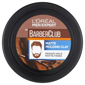 L'Oreal Men Expert Barber Club matt clay for hair styling provides a medium hold with a matte finish, perfect for achieving a groomed, workable style on short to long hair.