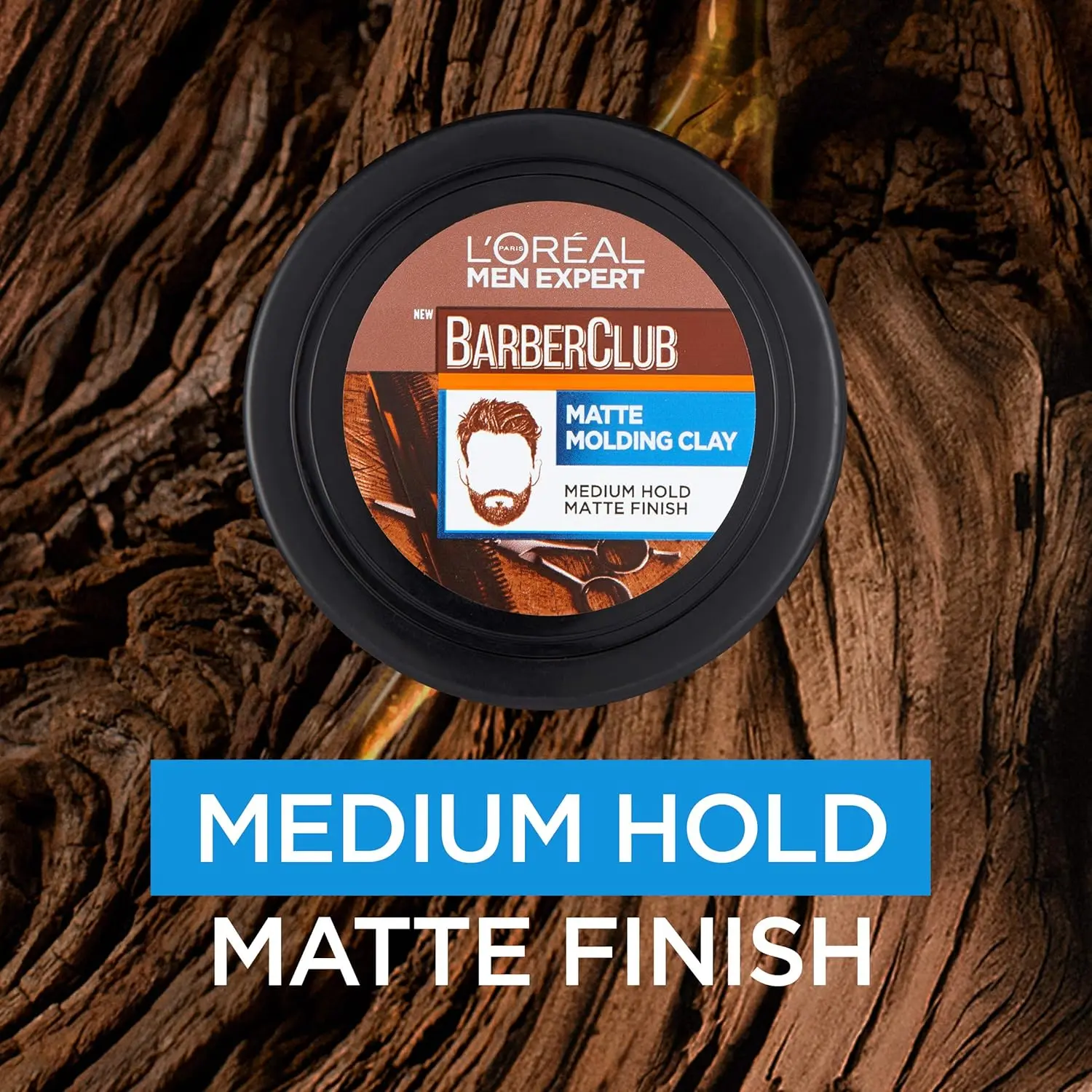 L'Oreal Men Expert Barber Club matt clay for hair styling provides a medium hold with a matte finish, perfect for achieving a groomed, workable style on short to long hair.