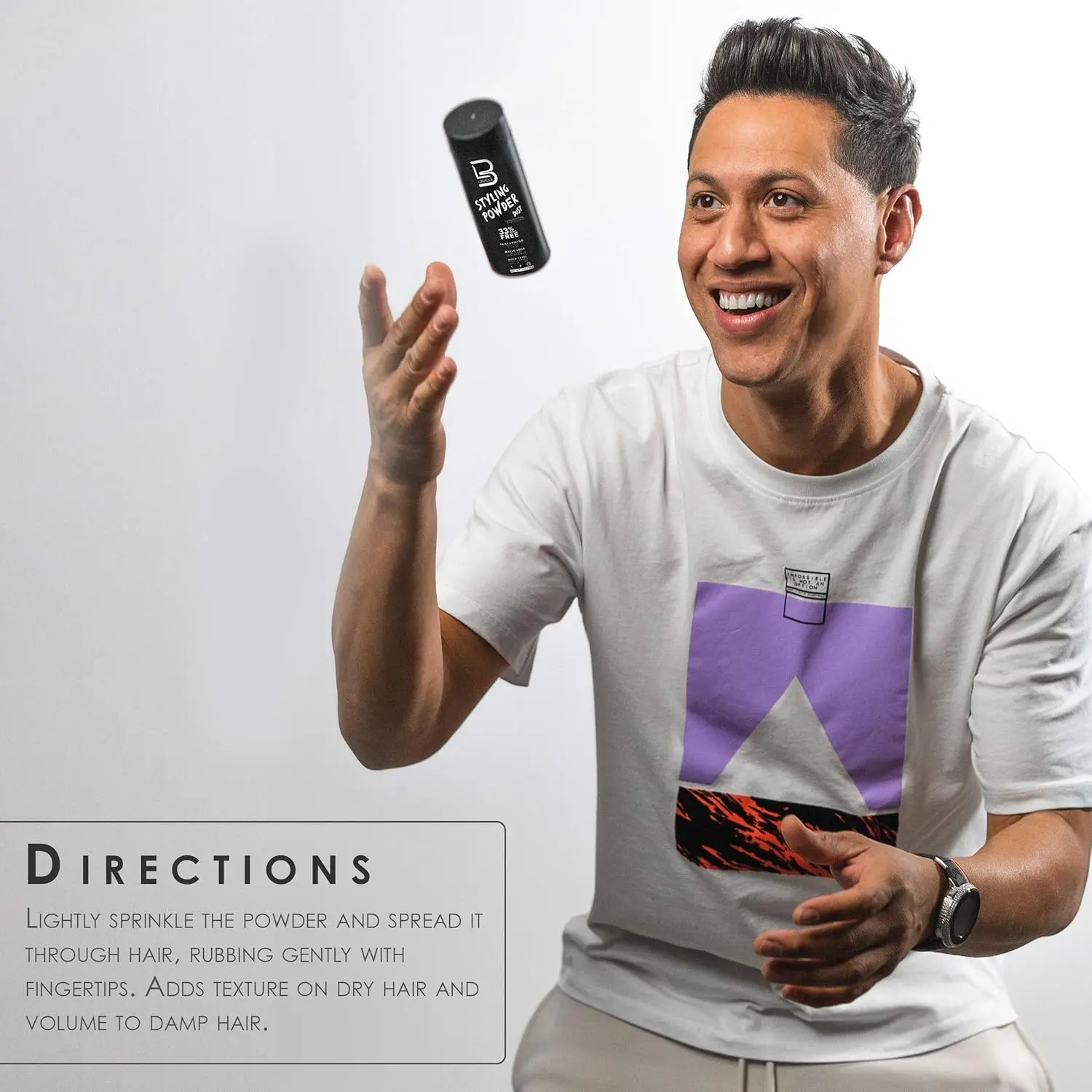 This mens hair powder provides a natural look, volume, and texture with a clean matte finish and no oily residue.