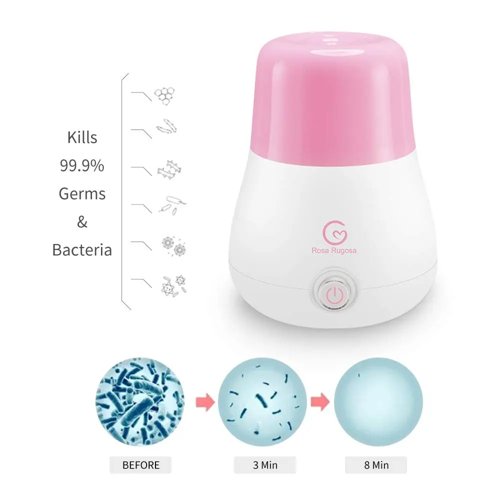 This menstrual cup kit includes a Rosa Rugosa soft, reusable period cup and an automatic sterilizer for easy and effective cleaning.