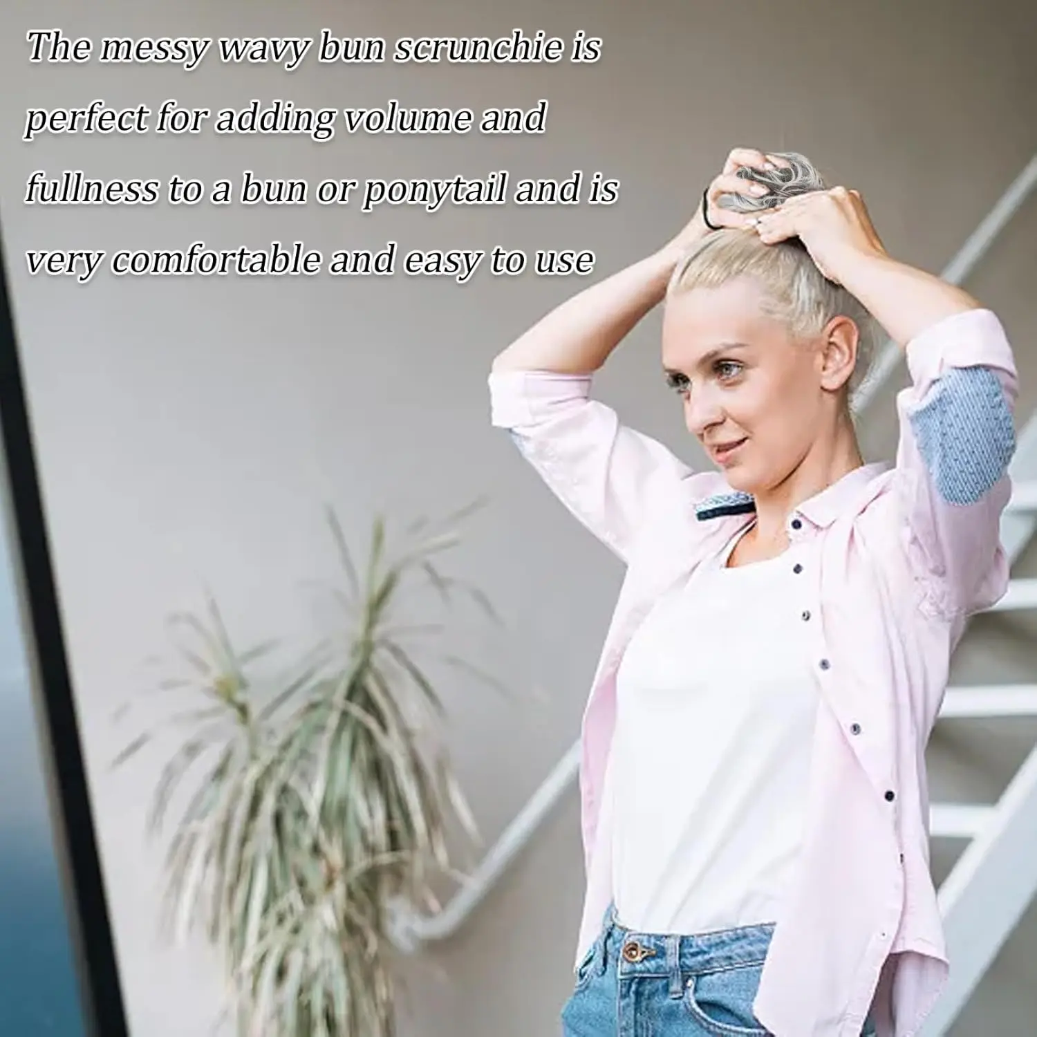 A silver grey messy bun hair piece adds instant volume and creates a stylish updo or ponytail extension, blending seamlessly for any occasion.