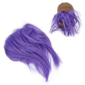 A purple messy bun hairpiece adds volume and fullness to a woman's updo, creating an elegant and stylish look for daily wear or special occasions.