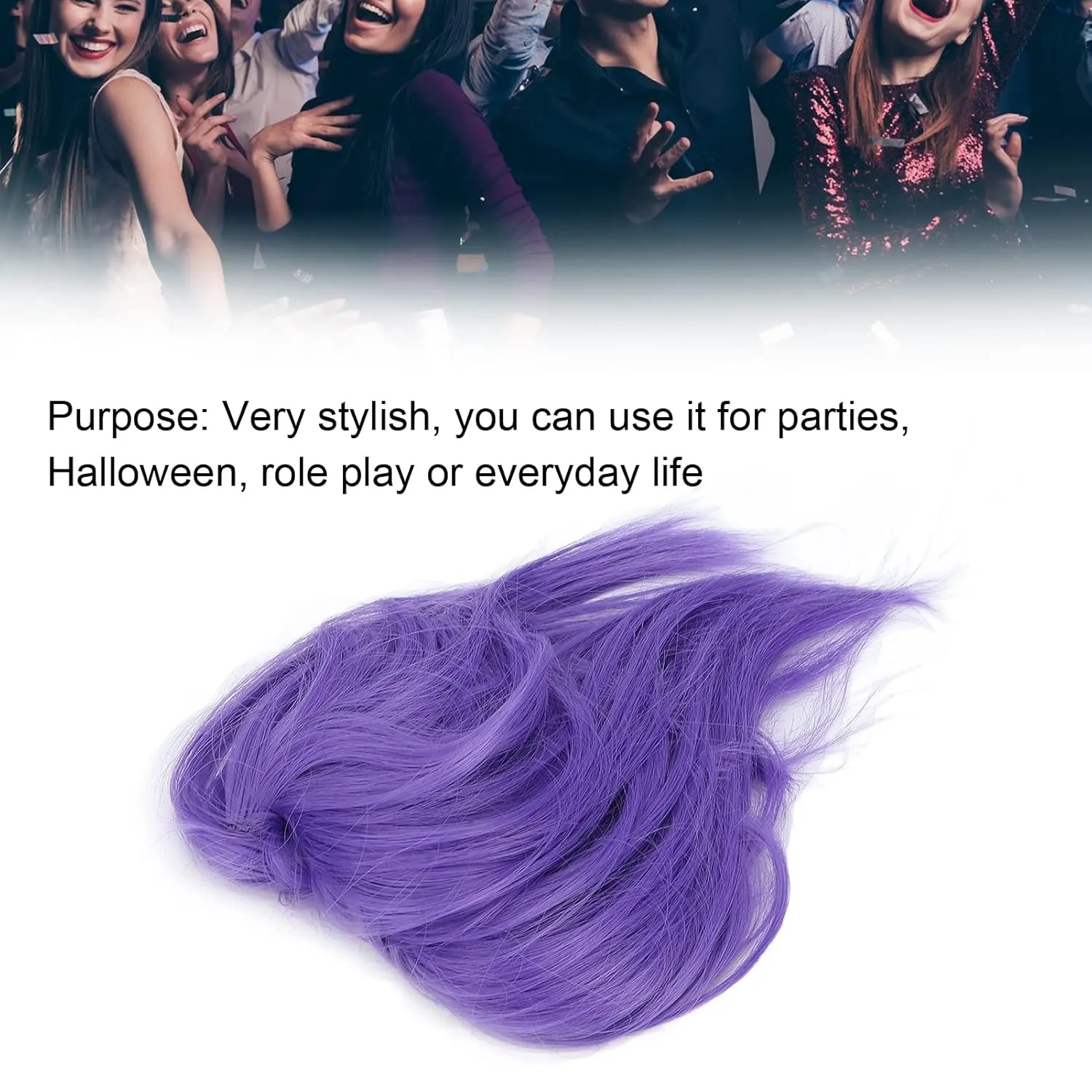 A purple messy bun hairpiece adds volume and fullness to a woman's updo, creating an elegant and stylish look for daily wear or special occasions.