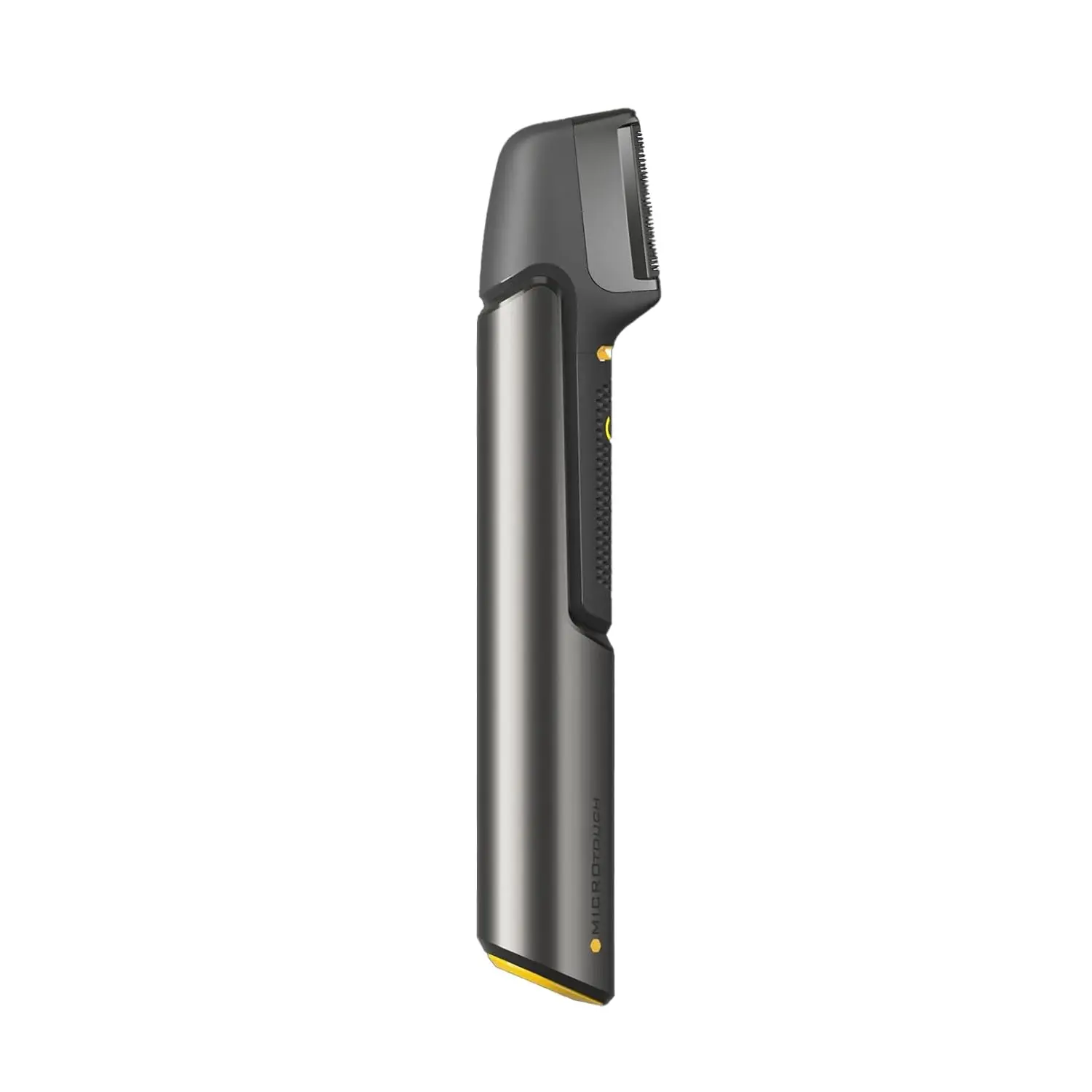 The Micro Touch Titanium Trim PRO is a rechargeable hair cutting tool and body groomer with an extendable arm, perfect for trimming hair, beards, and hard-to-reach areas like the back and shoulders.