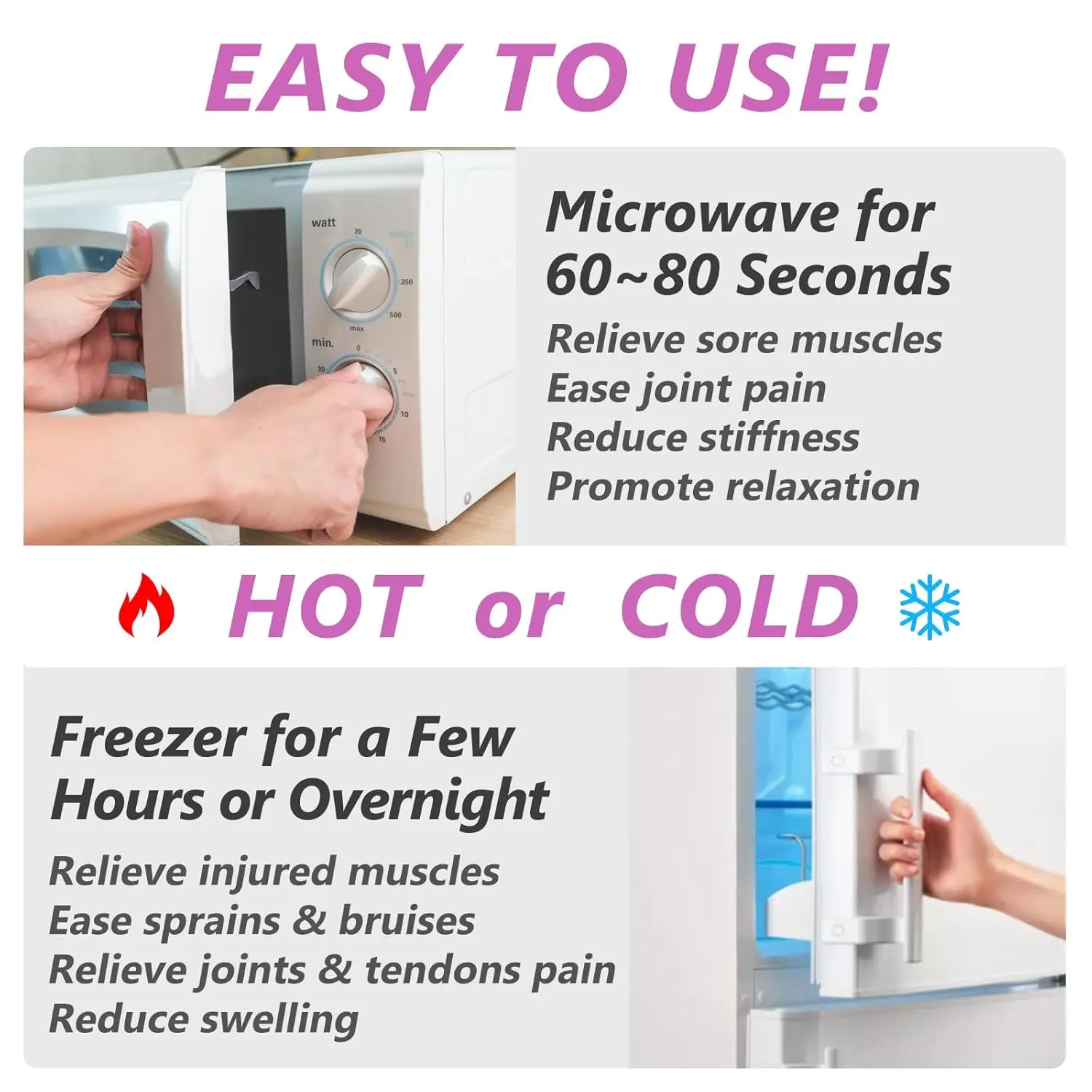 Purple lavender scented microwavable heating pad for neck and shoulder pain relief.