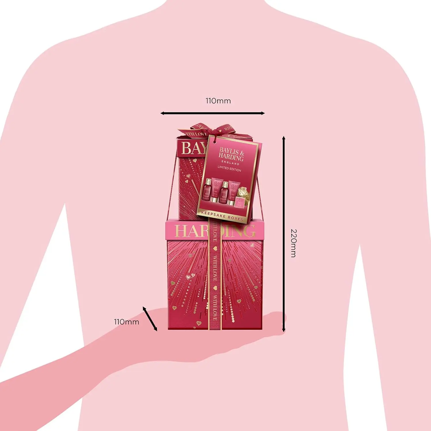 This Baylis & Harding Midnight Cherry pamper set is vegan friendly and contains body wash, bath bubbles, lotion, body polish, bath crystals and a body polisher, presented in reusable gift boxes.