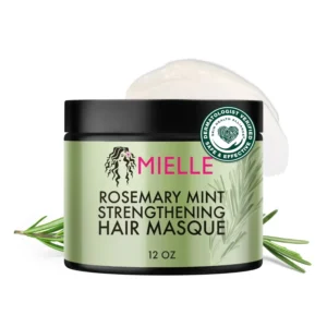 Mielle Rosemary Mint Strengthening Hair Masque deeply nourishes and hydrates damaged hair with biotin, aloe, honey, and essential oils.