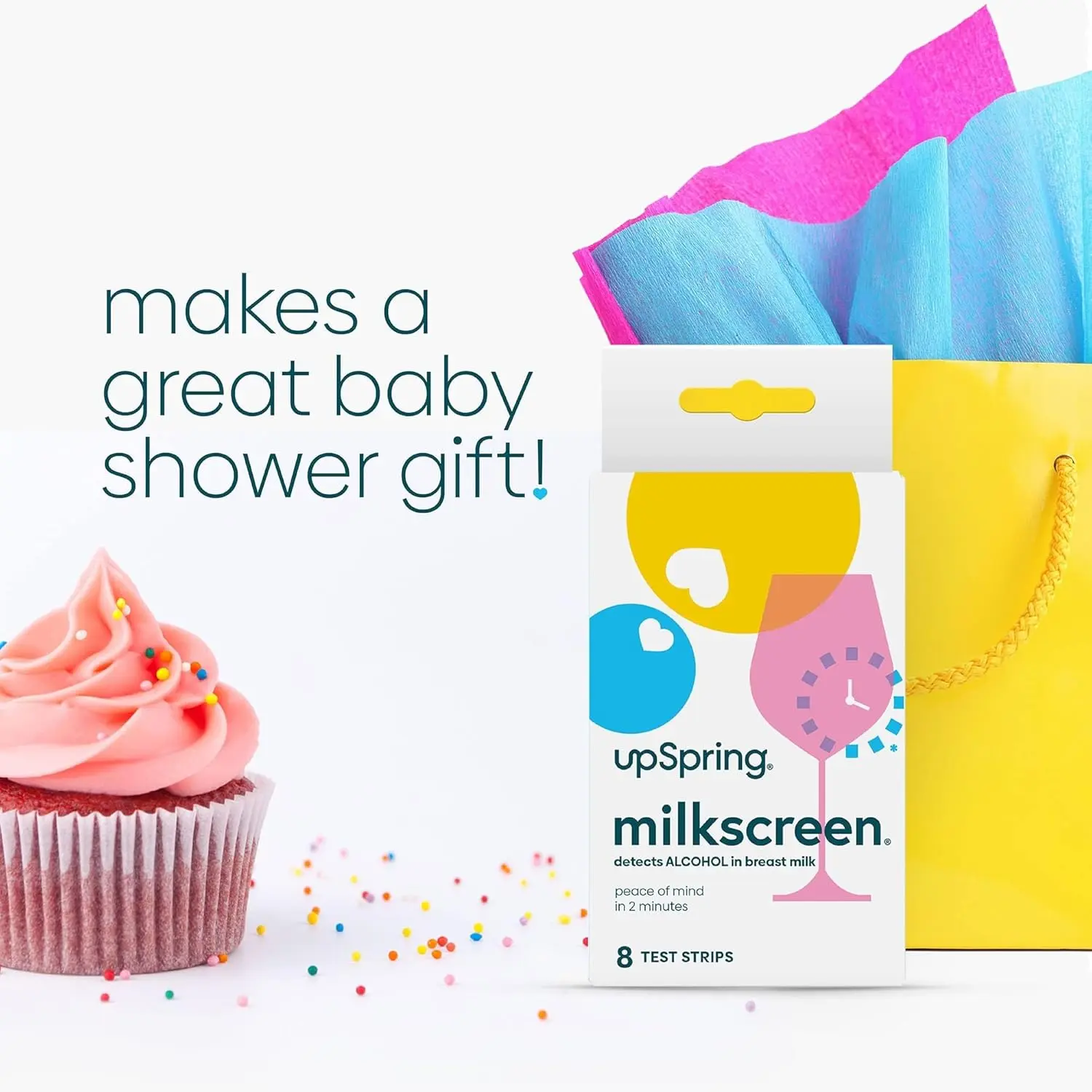 UpSpring Milkscreen test strips quickly and accurately detect alcohol in breast milk, giving breastfeeding moms peace of mind in just 2 minutes.
