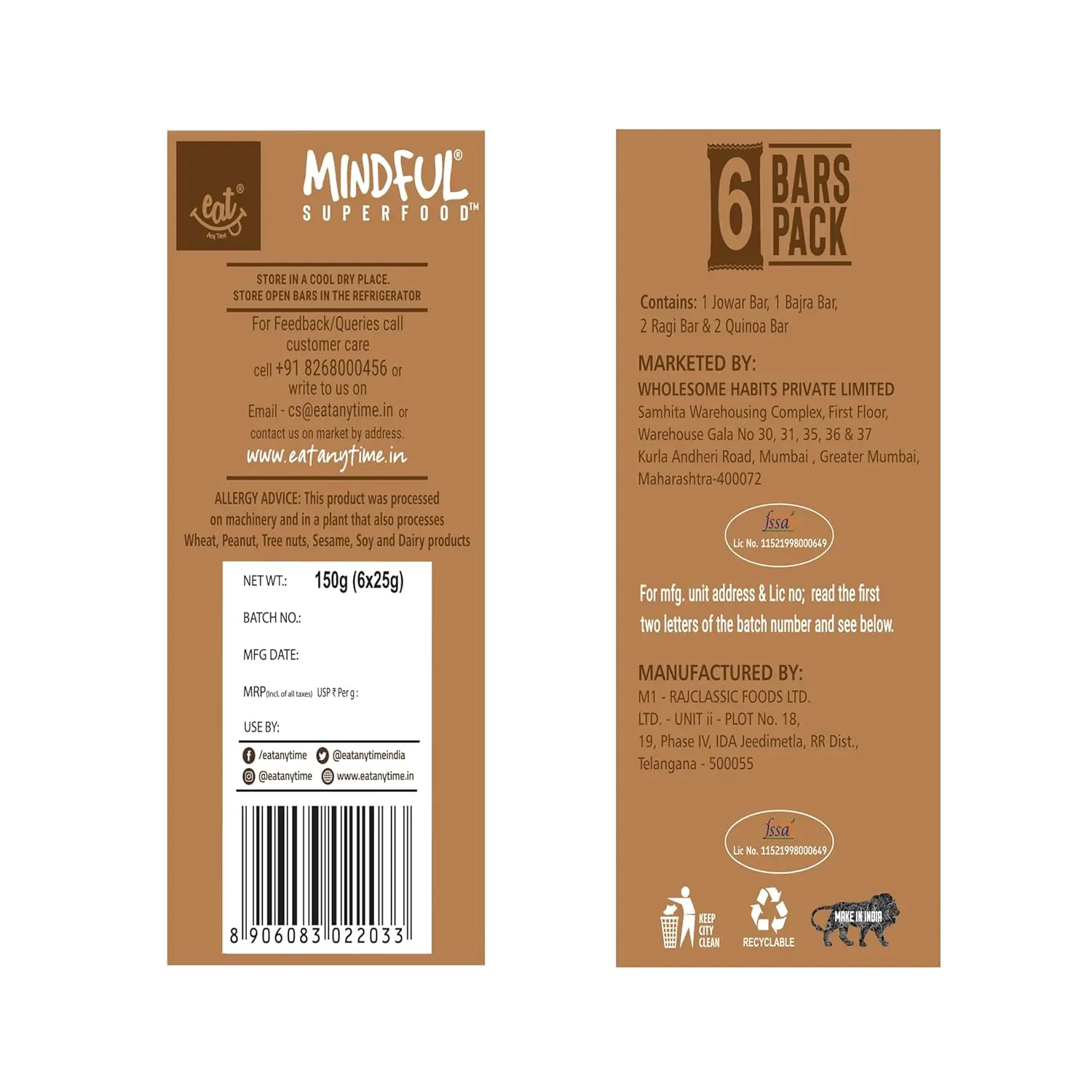 A variety pack of twelve millet energy bars made with ragi, bajra, jowar, and quinoa, providing a rich source of fiber and plant-based protein for sustained energy.