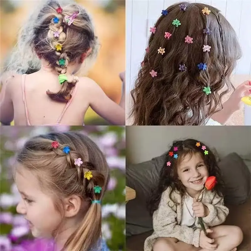 This set of 40 colorful mini flower hair clips are made of resin, perfect for creating stylish hairstyles for baby girls, toddlers, and women with thin or fine hair.