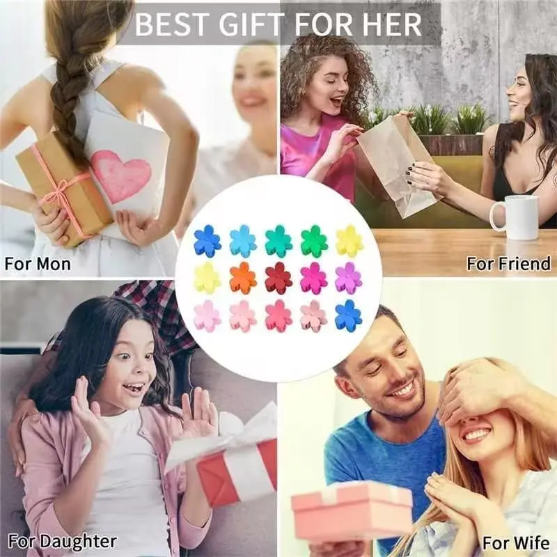 This set of 40 colorful mini flower hair clips are made of resin, perfect for creating stylish hairstyles for baby girls, toddlers, and women with thin or fine hair.