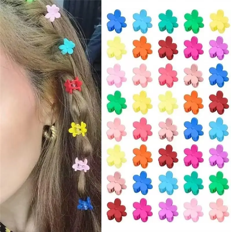 This set of 40 colorful mini flower hair clips are made of resin, perfect for creating stylish hairstyles for baby girls, toddlers, and women with thin or fine hair.