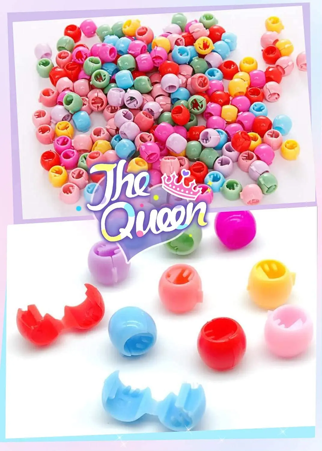 A colorful assortment of 100 mini hair claw clips, including yellow, green, red, purple, blue, and orange, ideal for creating cute and bright hairstyles for little girls, but adult supervision is needed due to small parts.