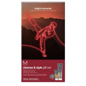 The MITCH by Paul Mitchell Cleanse & Style Gift Set features hair grooming products in a neon-themed box, perfect for the modern man.