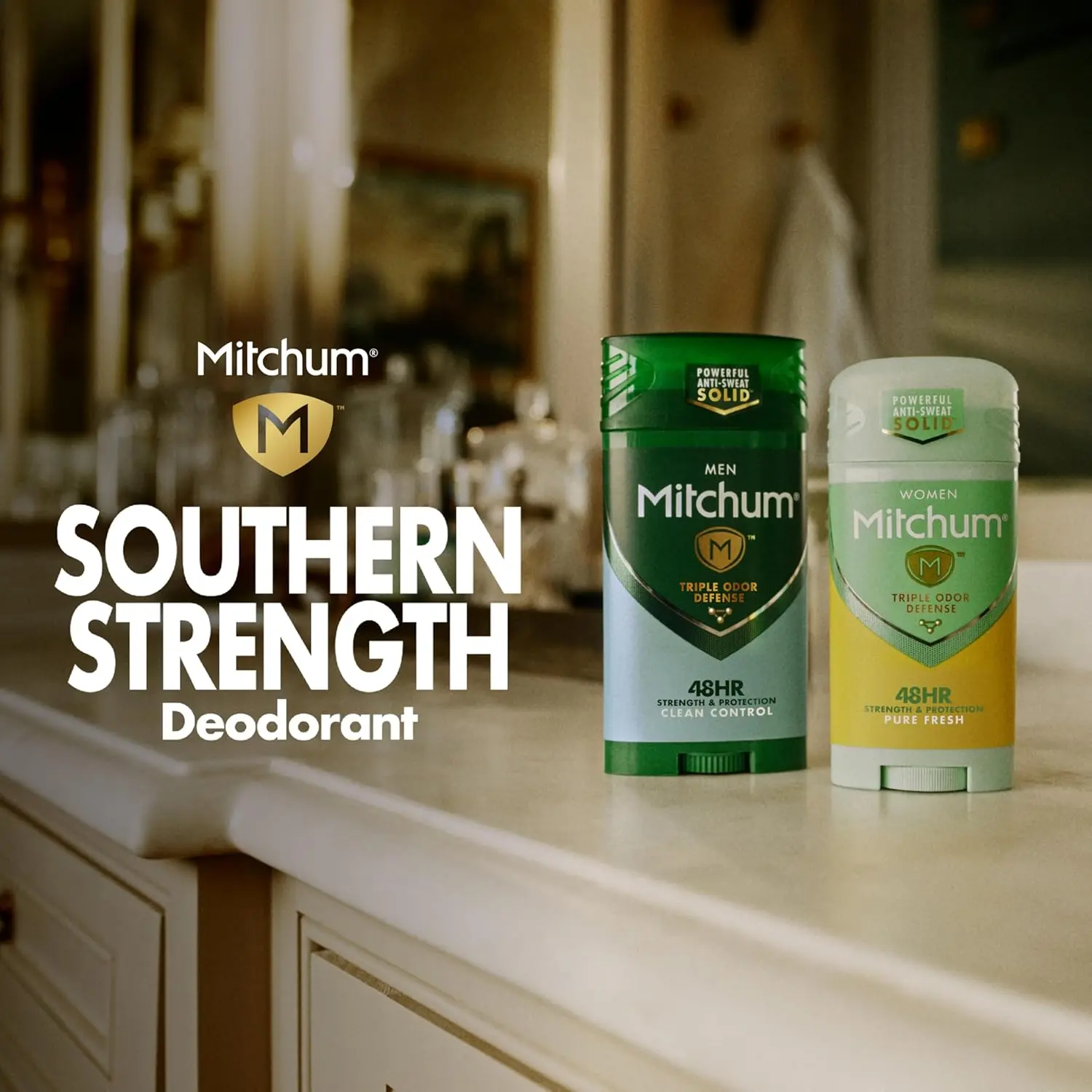 This is an image of Mitchum Men's Antiperspirant Deodorant Gel Stick in Mountain Air scent, providing 48-hour odor and wetness protection.