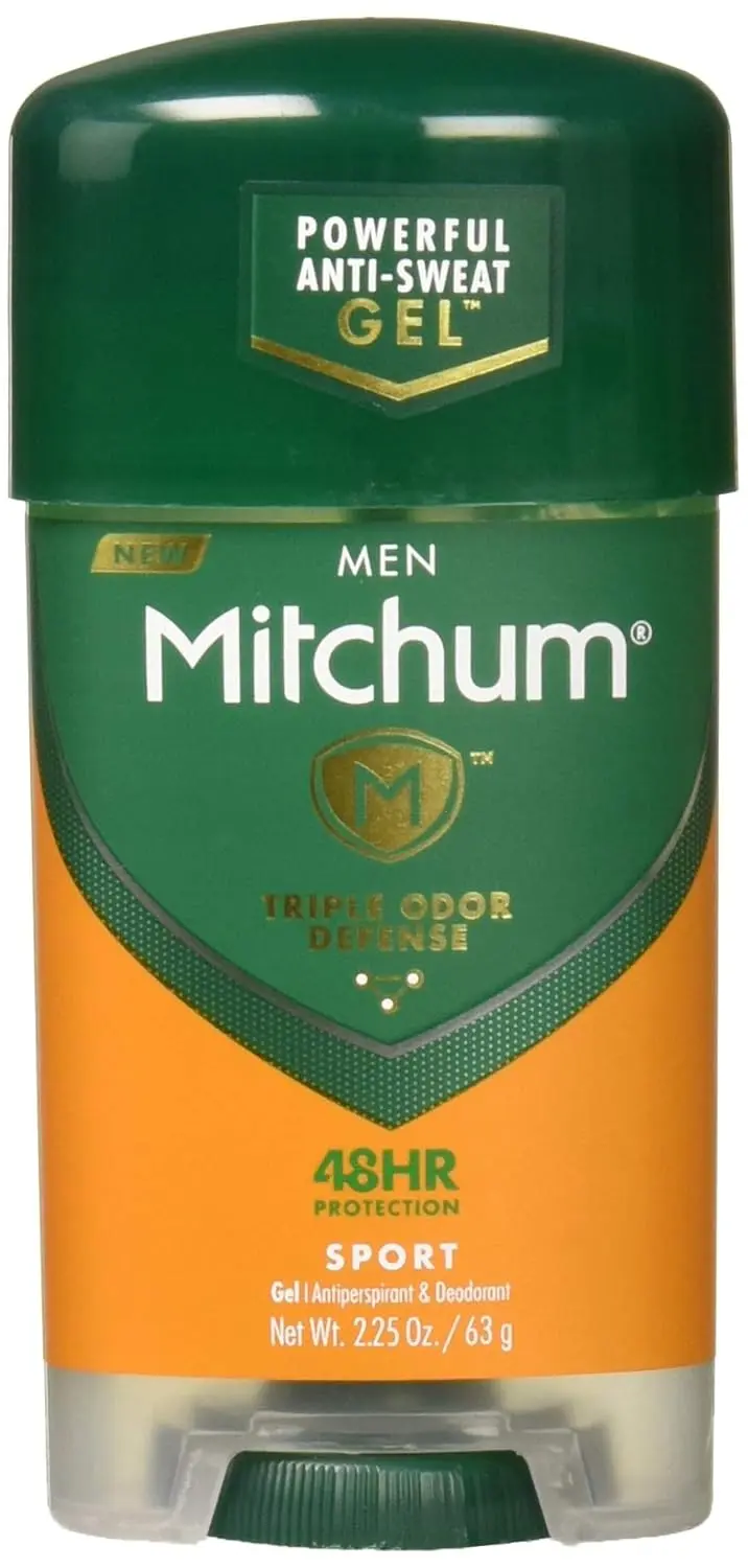 This is an image of Mitchum Men's Antiperspirant Deodorant Gel Stick in Mountain Air scent, providing 48-hour odor and wetness protection.