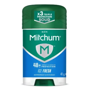 Revlon Mitchum Men Ice Fresh deodorant stick provides 48-hour sweat and odor protection with triple odor defense technology.