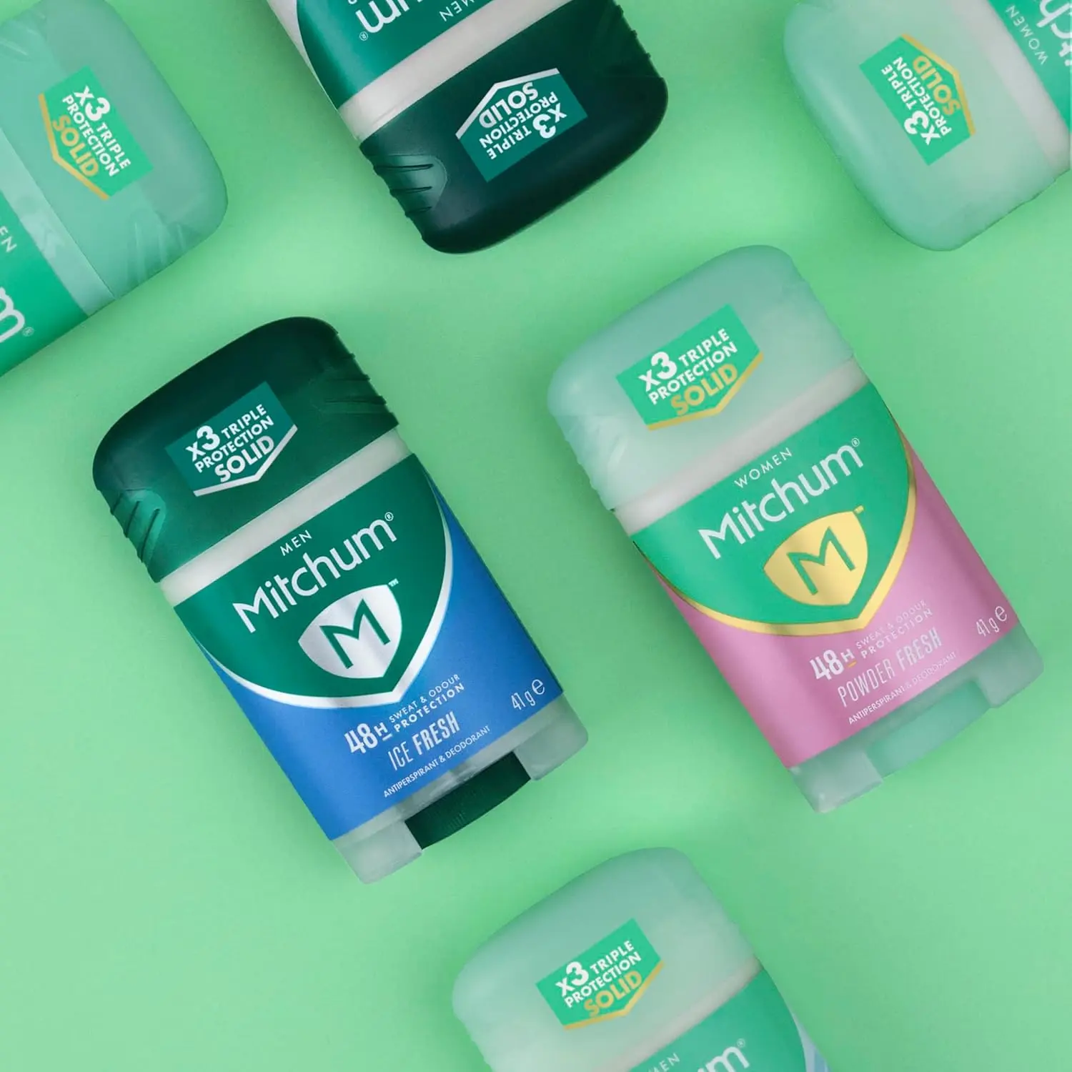 Revlon Mitchum Men Ice Fresh deodorant stick provides 48-hour sweat and odor protection with triple odor defense technology.