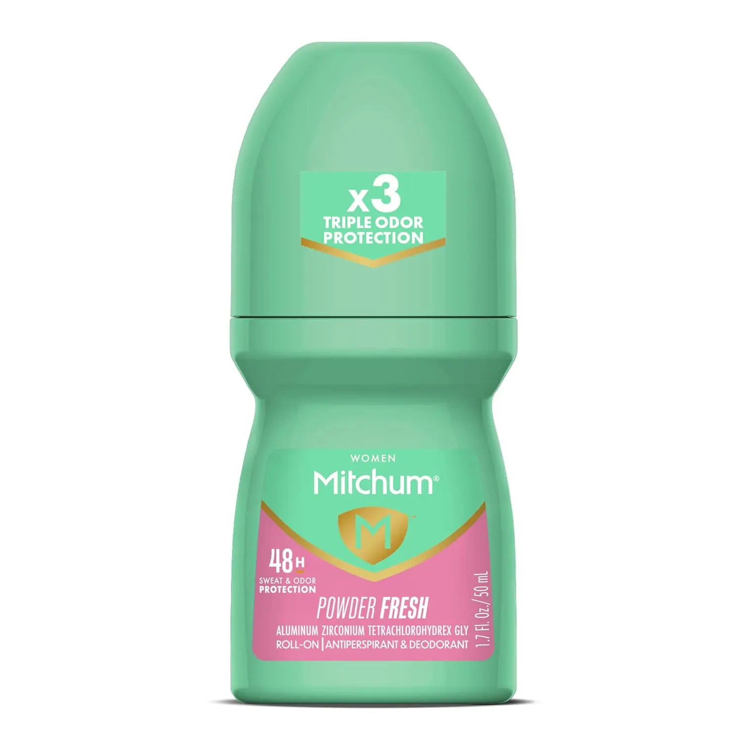 Mitchum Women's Roll-On Antiperspirant Deodorant in Powder Fresh scent provides maximum strength, 48-hour odor and wetness protection with an invisible application.