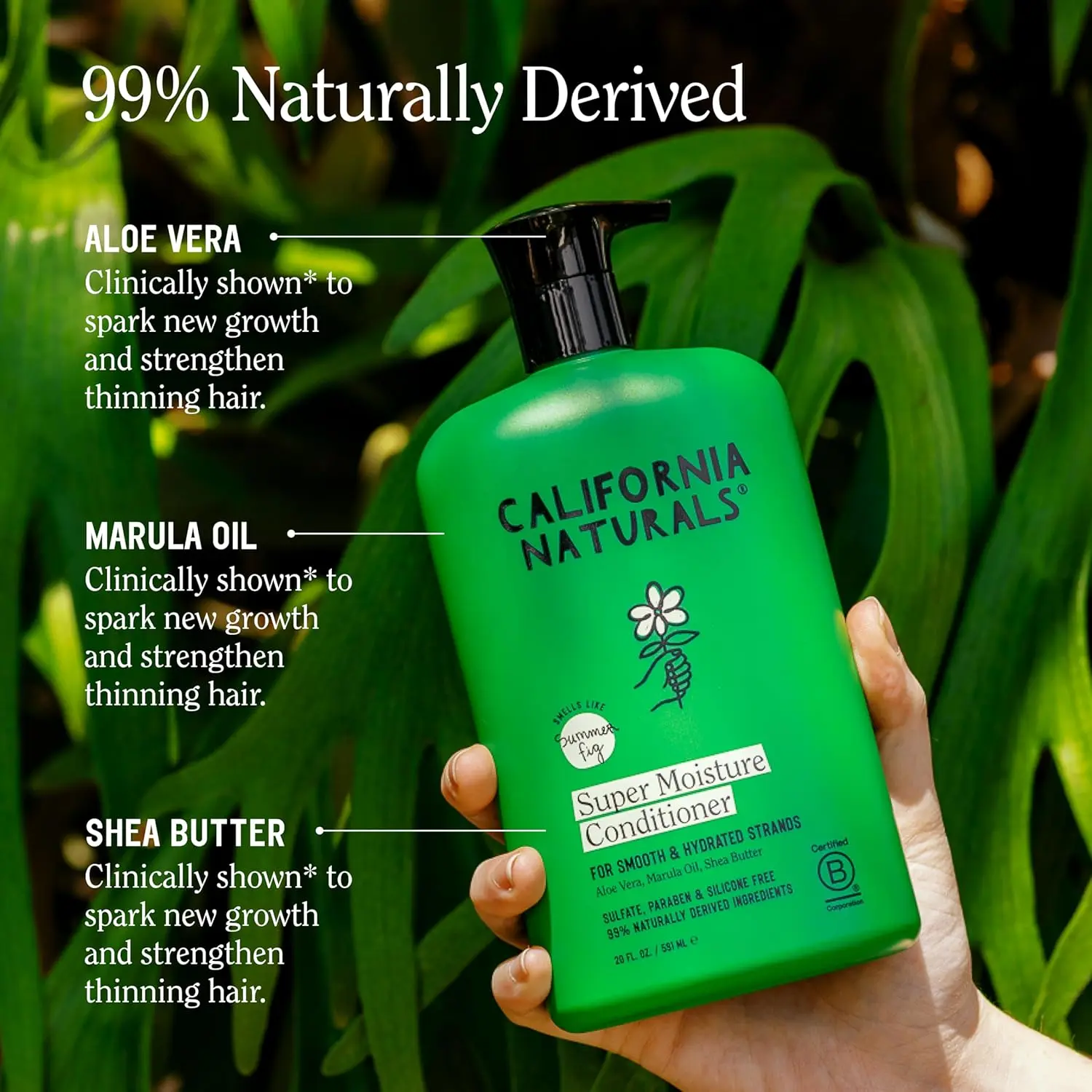 California Naturals shampoo and conditioner set hydrates dry, damaged hair with natural, vegan, and cruelty-free ingredients for healthy, shiny results.