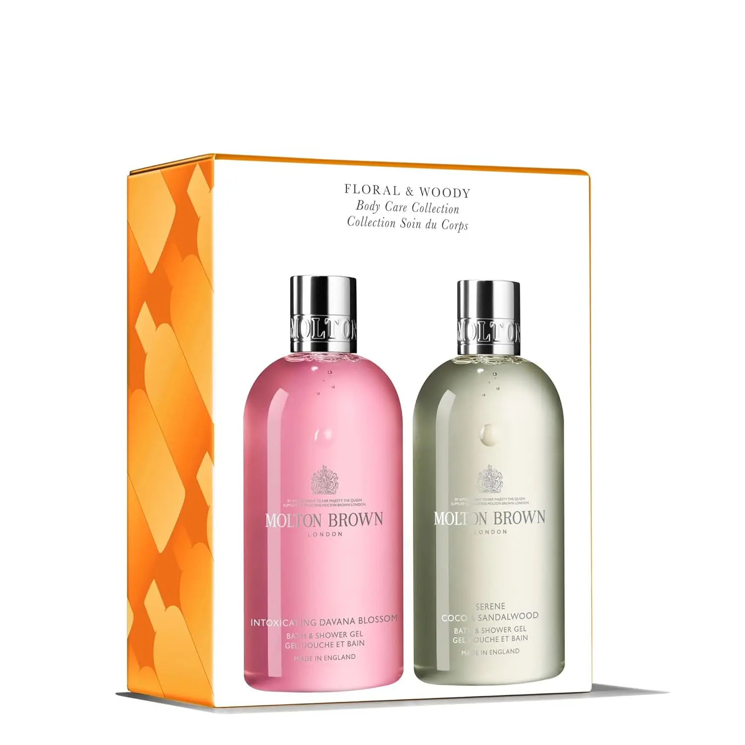 This Molton Brown gift set features two luxurious bath and shower gels, Davana Blossom and Coco & Sandalwood, offering a dreamy bathing experience with sweet floral and woody notes.