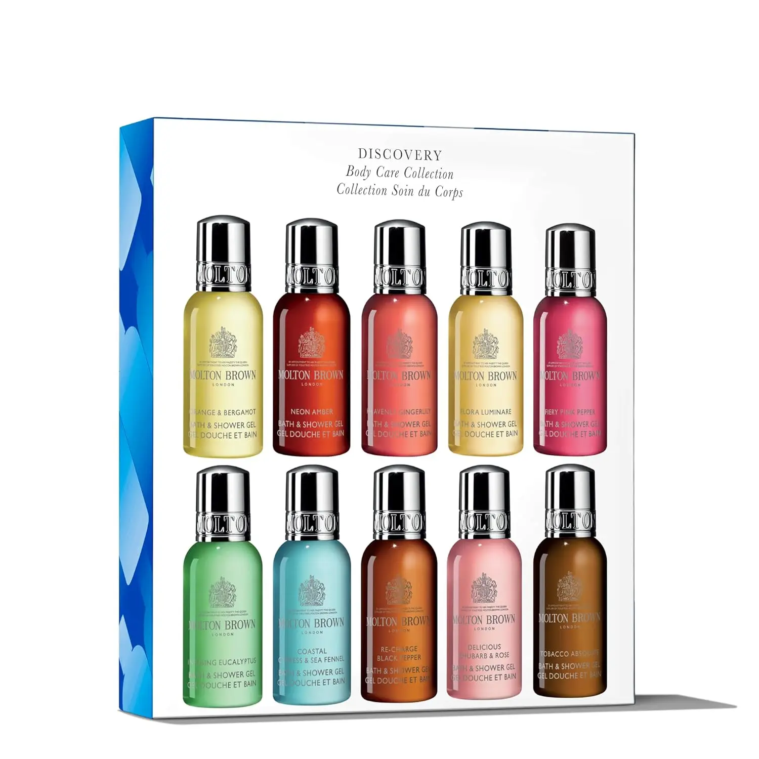 This Molton Brown Discovery Set features ten travel-size bath and shower gels, each made with fine ingredients for a long-lasting fragrance, perfect for gifting or trying new scents.