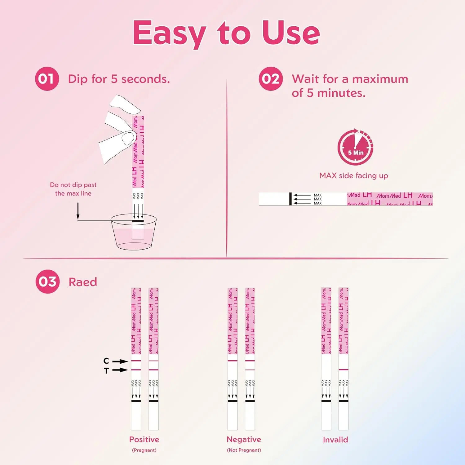 MomMed 50 LH ovulation predictor kit with collection cups for women provides over 99% accuracy for high-precision ovulation testing at home, safely and hygienically packaged.