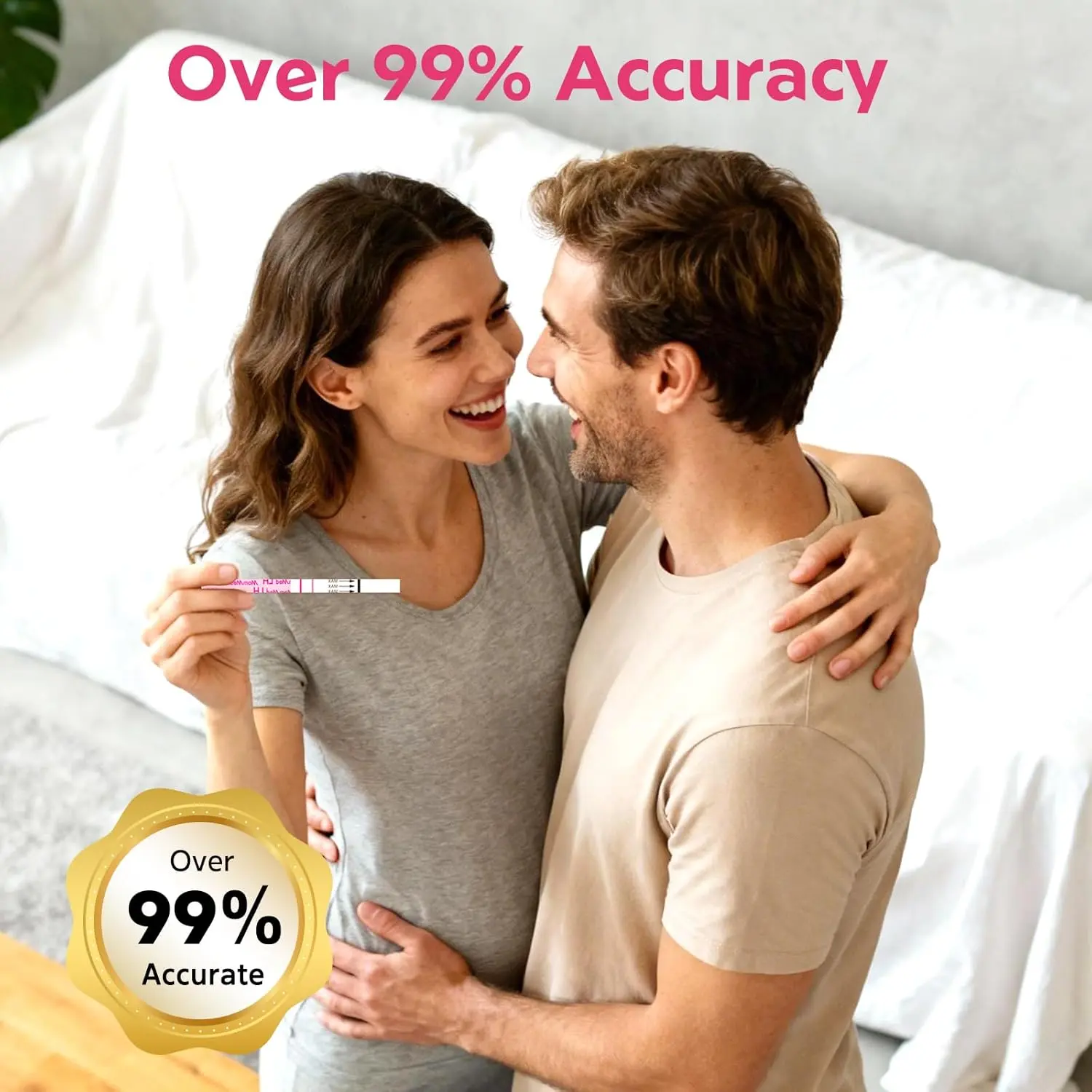 MomMed 50 LH ovulation predictor kit with collection cups for women provides over 99% accuracy for high-precision ovulation testing at home, safely and hygienically packaged.