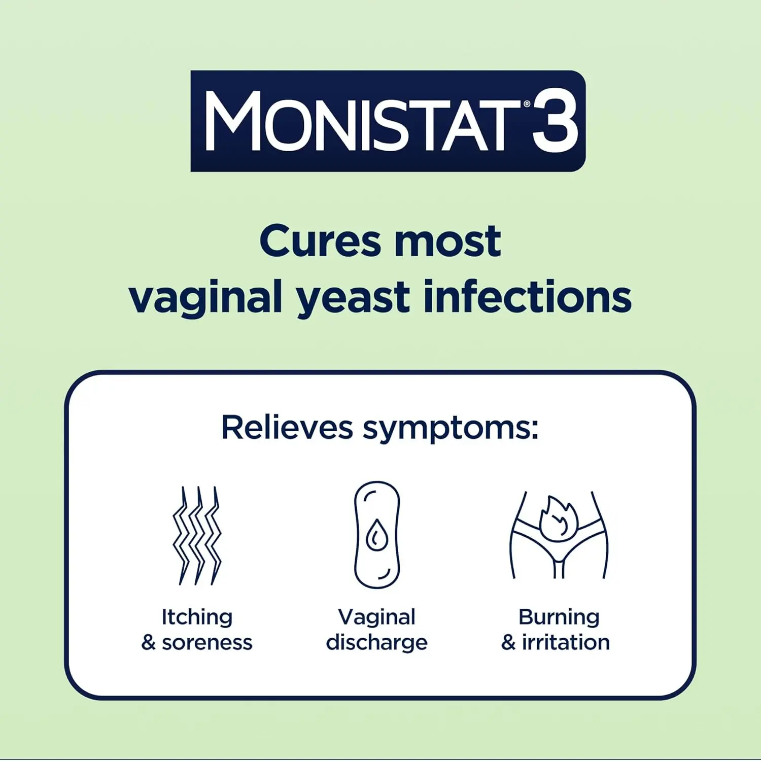 Monistat 3-Day yeast infection treatment provides relief from itching, irritation, and discomfort with suppositories and anti-itch cream.