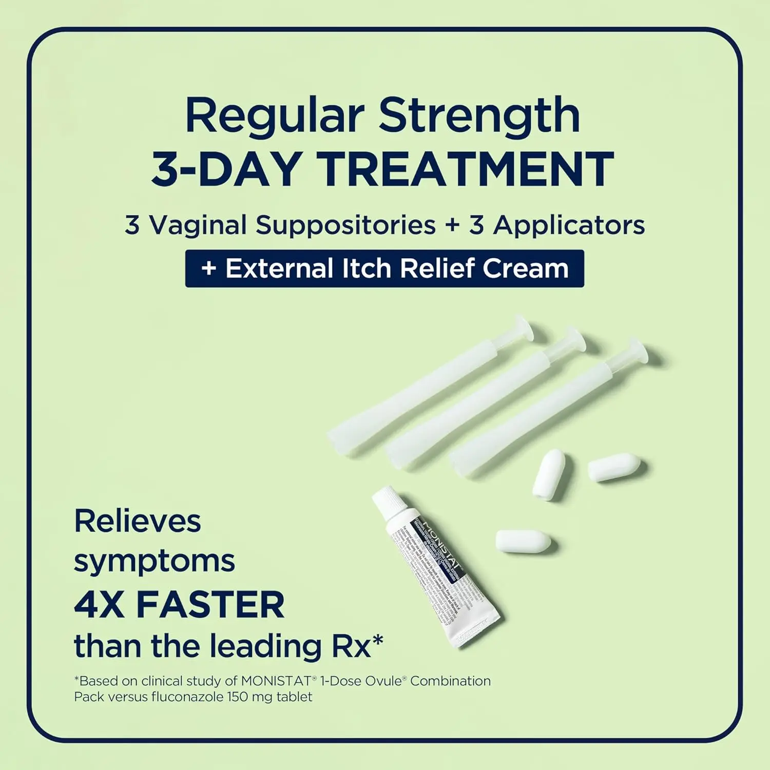 Monistat 3-Day yeast infection treatment provides relief from itching, irritation, and discomfort with suppositories and anti-itch cream.