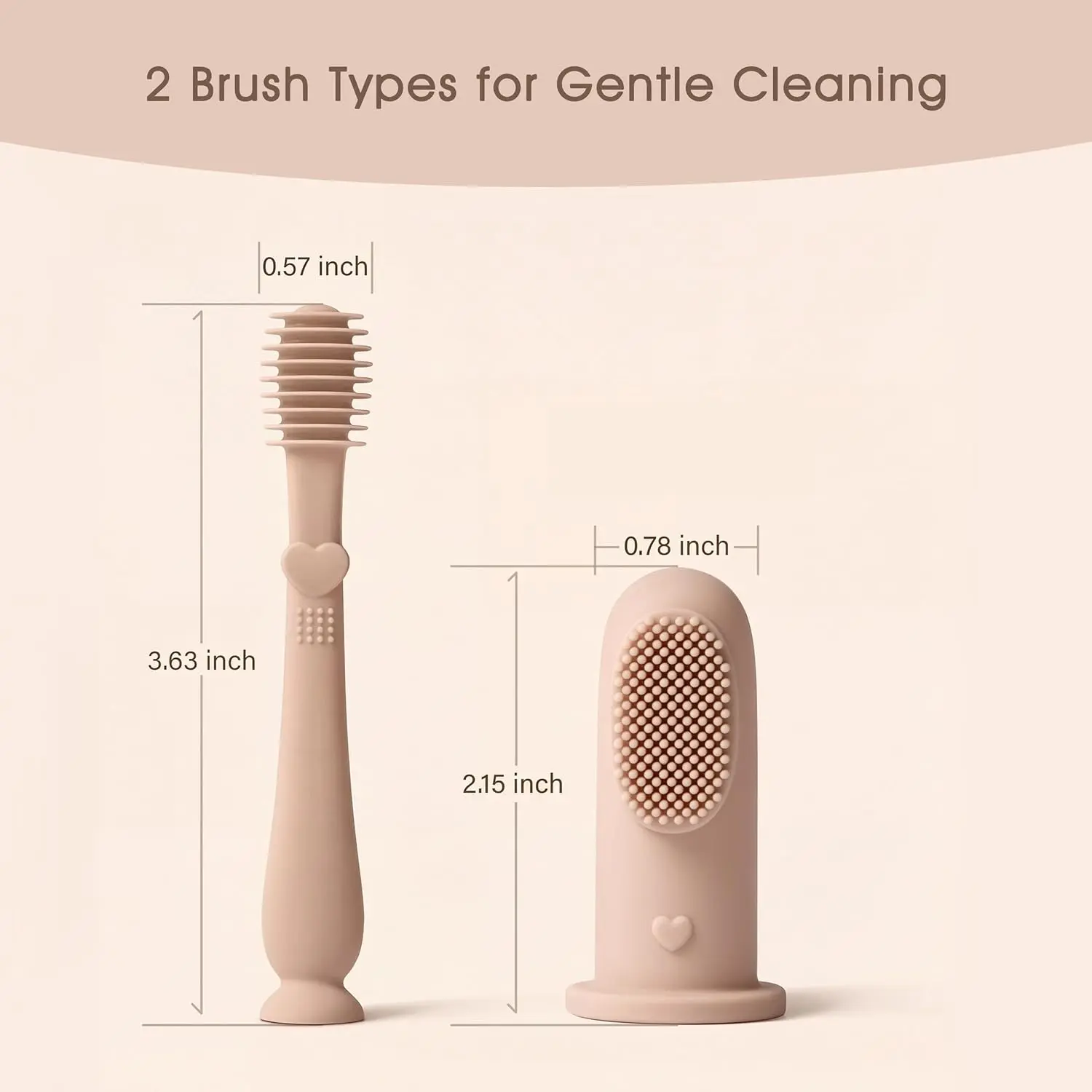 The Moonkie baby toothbrush set includes a silicone finger brush and tongue cleaner for gentle and effective oral care for babies 3 months and older.