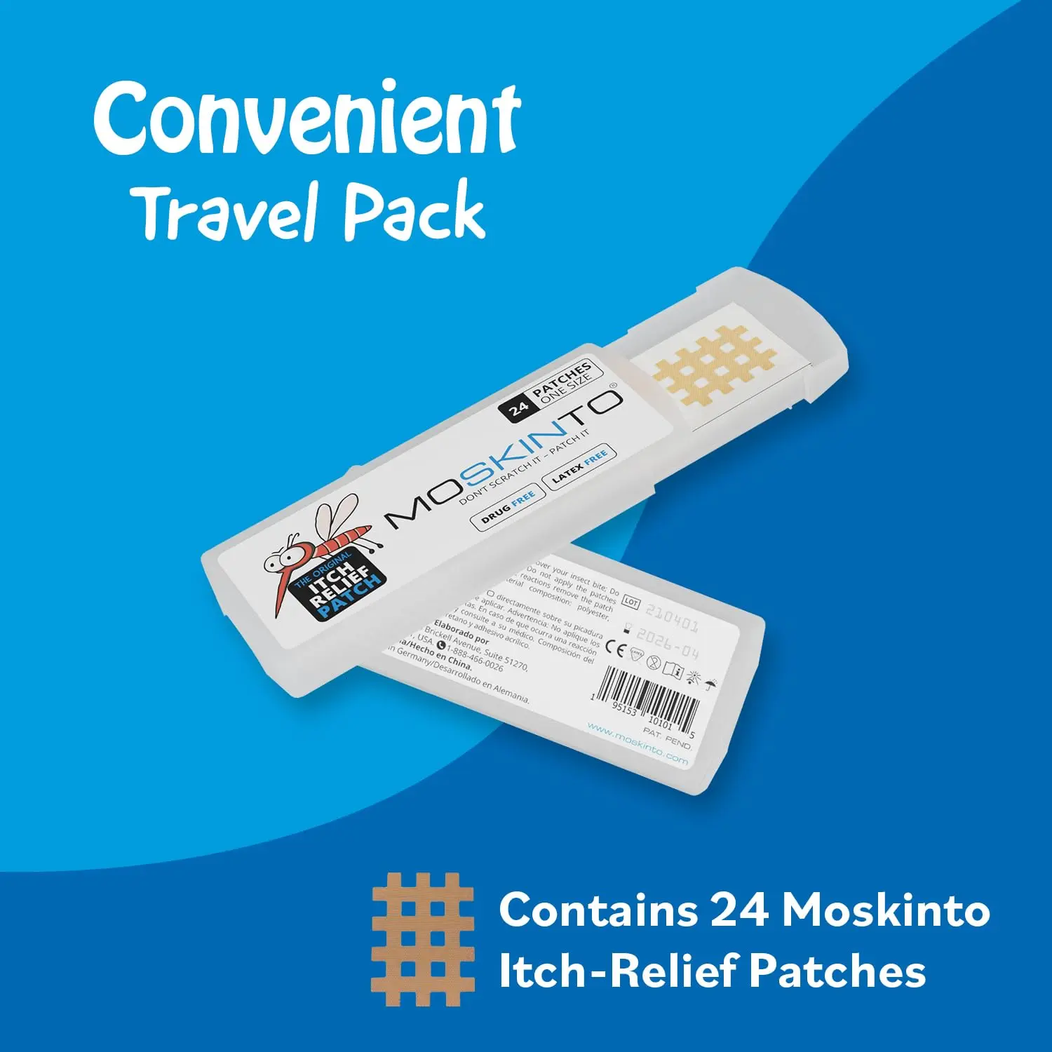 These are Moskinto bug bite relief patches from Apaloo Corp, designed to soothe itching and swelling for both kids and adults.