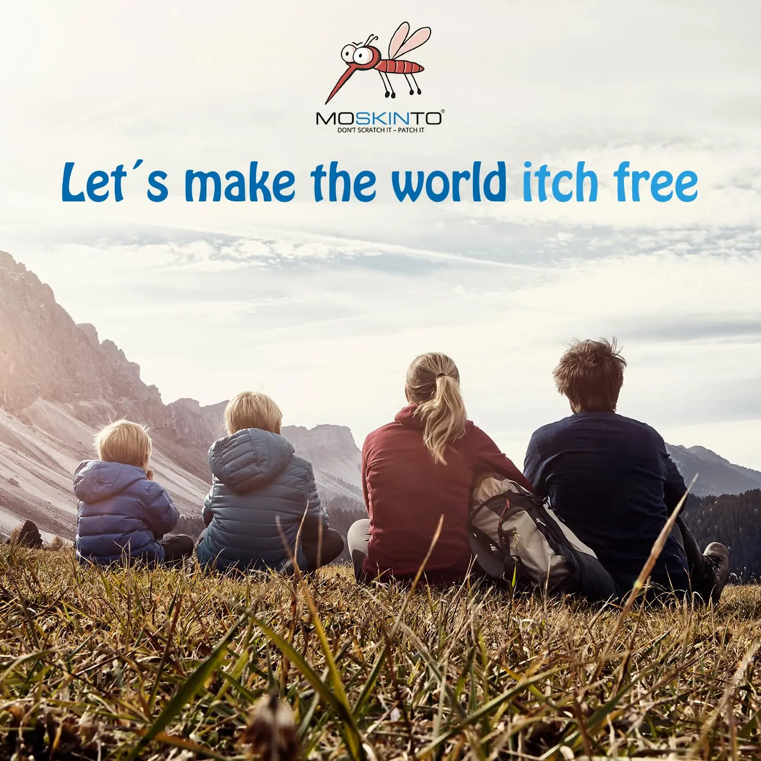 Close-up of Moskinto mosquito bite relief patches, designed to soothe swelling and itching for kids and adults after bug bites.