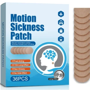 Natural motion sickness patches provide fast-acting, long-lasting relief from nausea, vertigo, and dizziness caused by car, sea, or air travel, perfect for adults and kids.