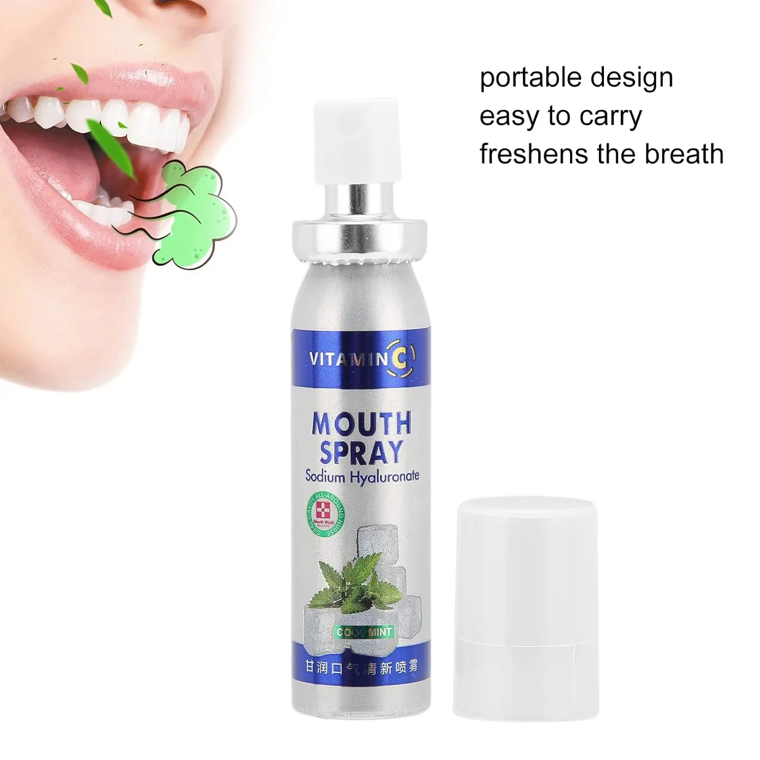 This mouth freshener spray uses a micro-atomizing nozzle to deliver a long-lasting fresh breath, perfect for travel, work, and dates.