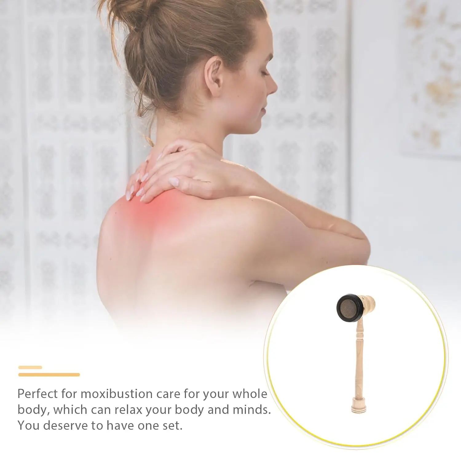 Natural wooden moxibustion box with moxa stick holder, a portable and safe tool for traditional Chinese medicine practitioners, designed for easy cleaning and versatile use with various moxa sticks.