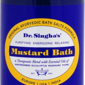 Dr. Singha's Mustard Bath salts offer a therapeutic and relaxing soak with essential oils for sore muscles.