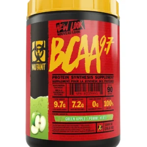 This is a tub of Mutant BCAA 9.7 in Green Apple flavor, a supplement designed to aid muscle recovery and growth, with 1044 grams of product.