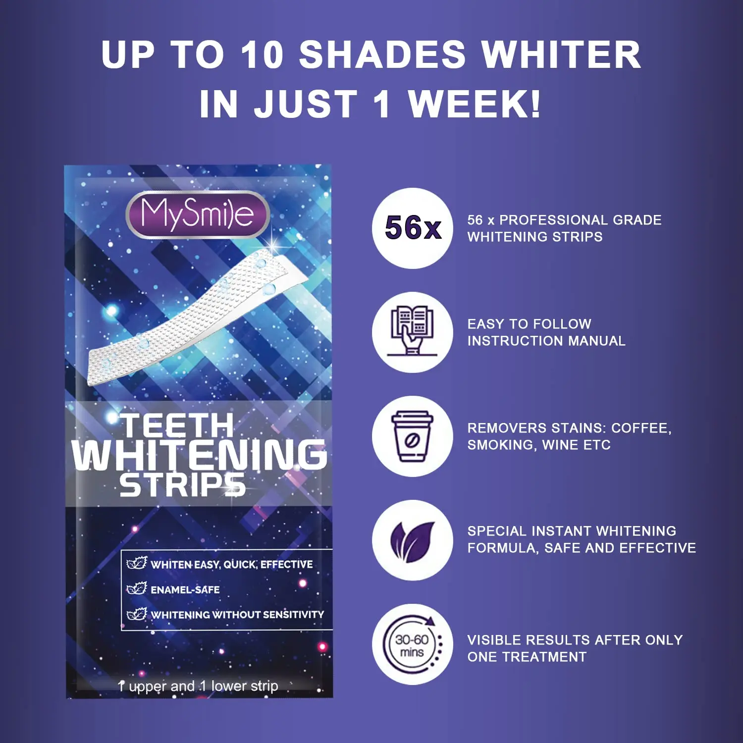 MySmile teeth whitening strips offer a gentle and effective way to brighten your smile at home, even with sensitive teeth, using a enamel-safe formula.