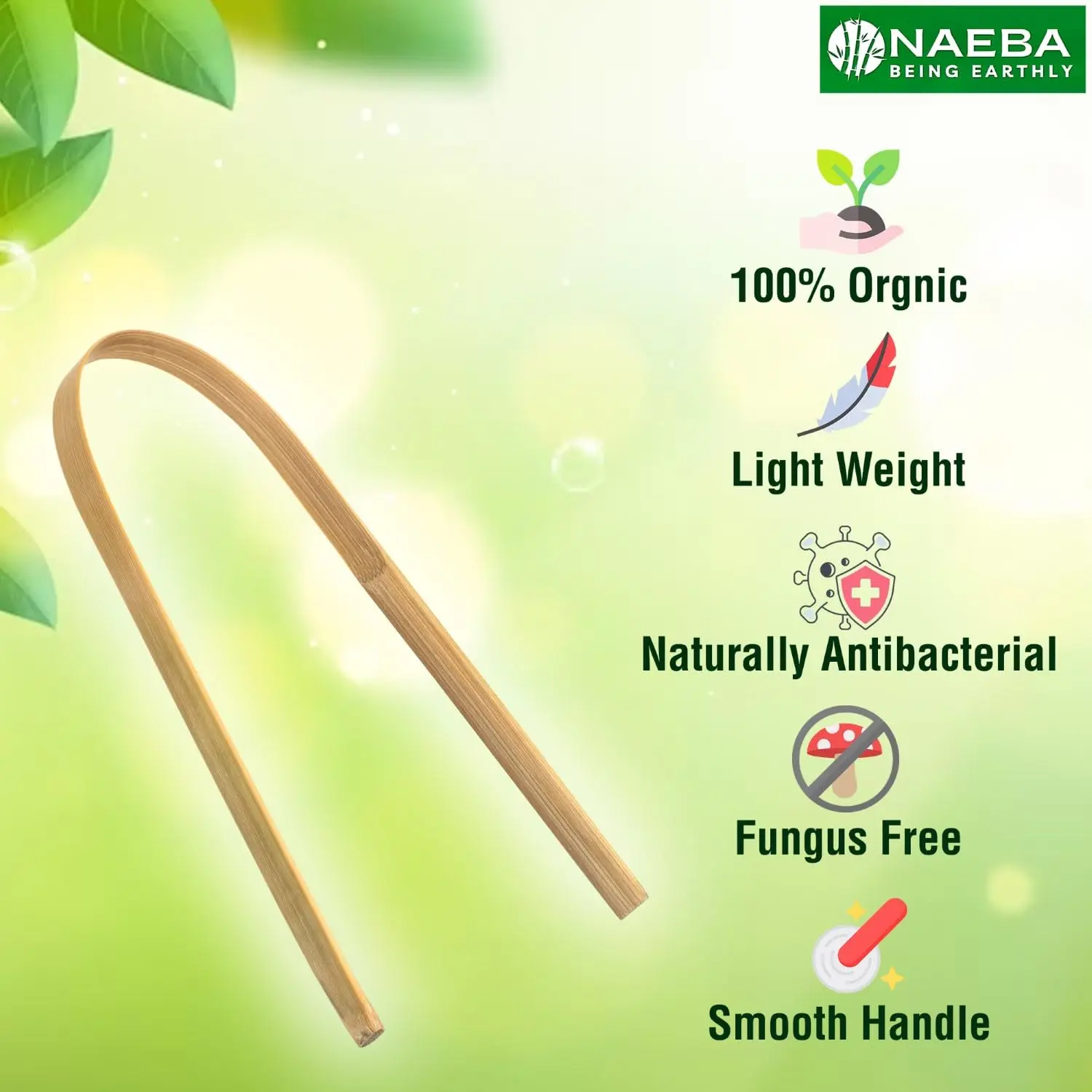 A pack of five NAEBA tongue cleaners designed to effectively remove bacteria and freshen breath.