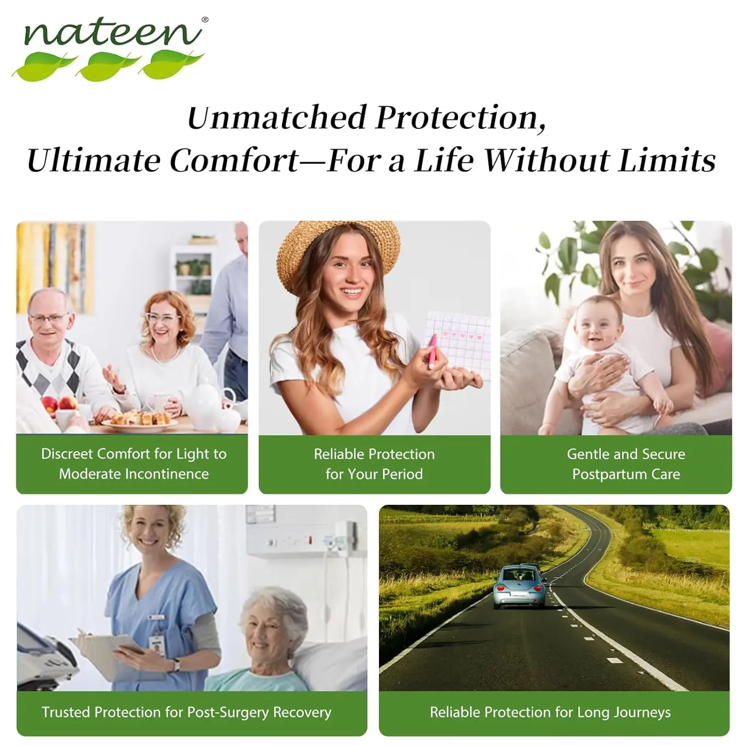 Nateen Hospeen adult diapers in medium size, designed as pull-up style incontinence underwear for men and women with super absorbency and a comfortable fit.