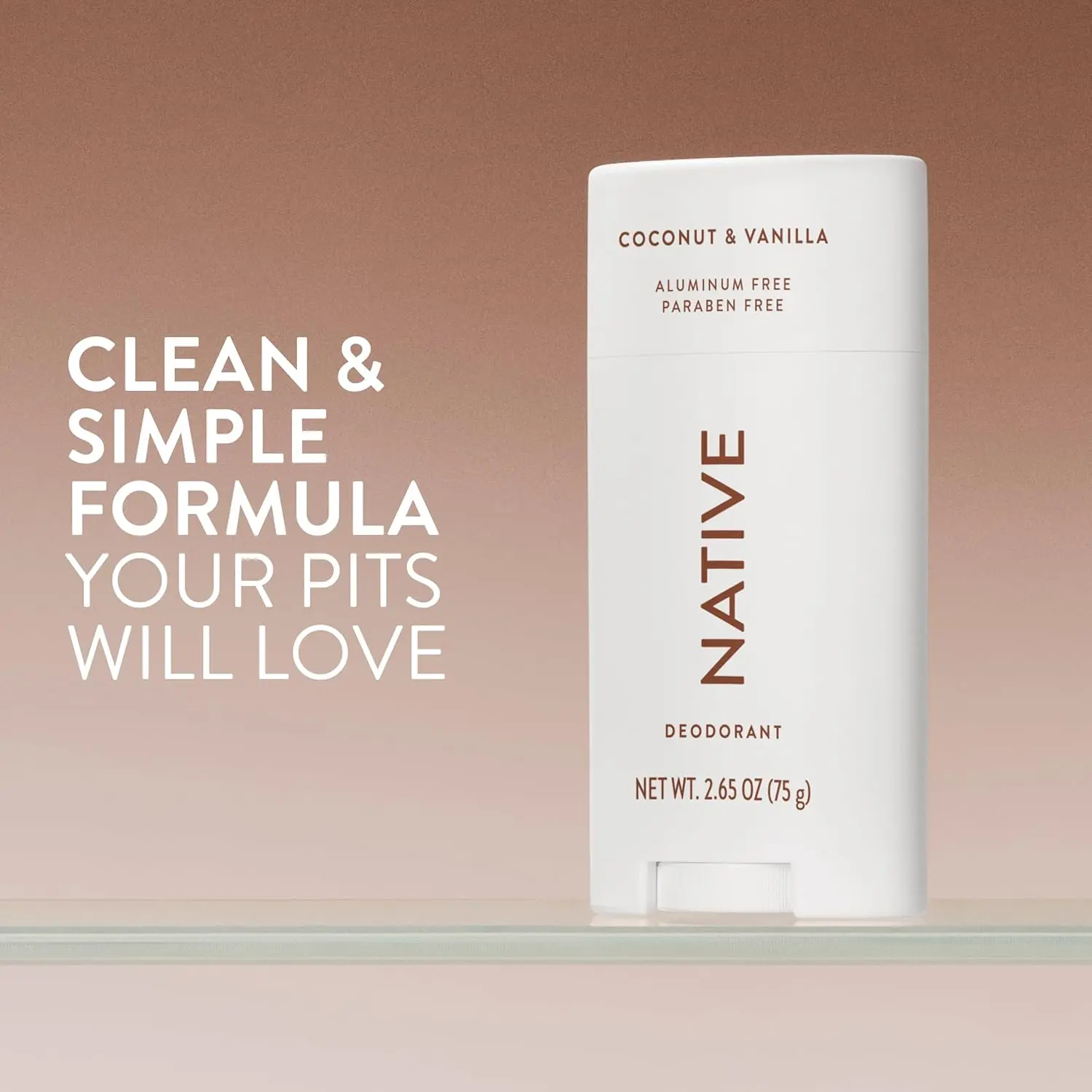 Native Coconut & Vanilla deodorant offers effective, aluminum-free odor protection for both men and women with a tropical coconut, pineapple, citrus, and vanilla scent.