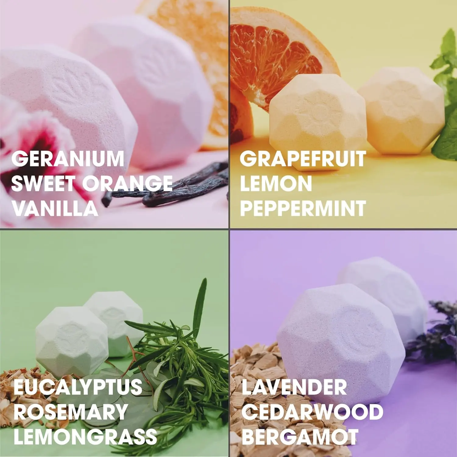 Eight natural shower steamers in a beautifully designed gift box provide aromatherapy stress relief with essential oils, making it the perfect self-care gift for relaxation.