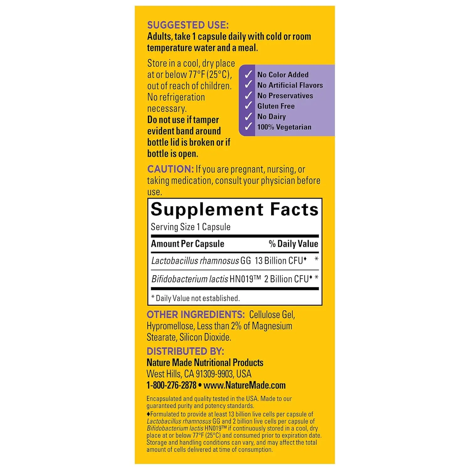 Bottle of Nature Made Probiotics Extra Strength capsules containing 15 billion CFUs to support digestive health, gas, bloating, and gut flora balance.