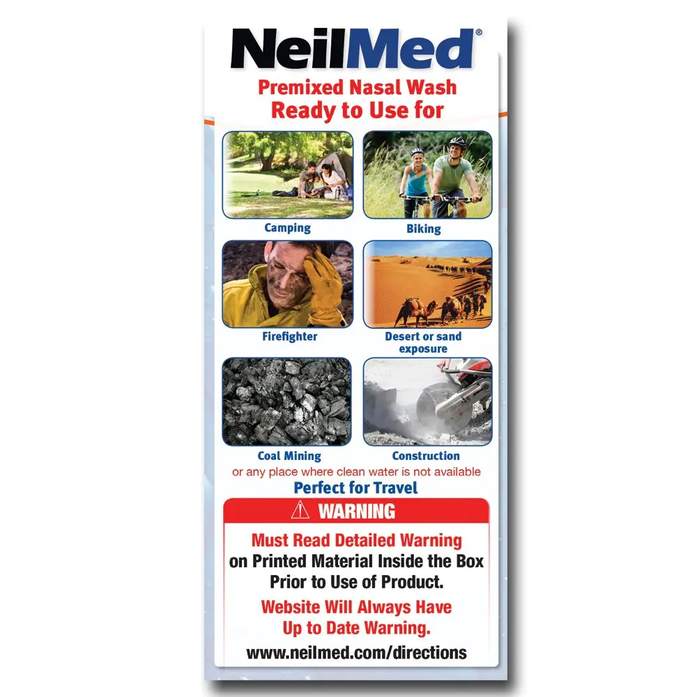 NeilMed SinuFlo Ready Rinse bottle, a premixed saline nasal wash for natural relief from allergies, congestion, and sinus pressure.