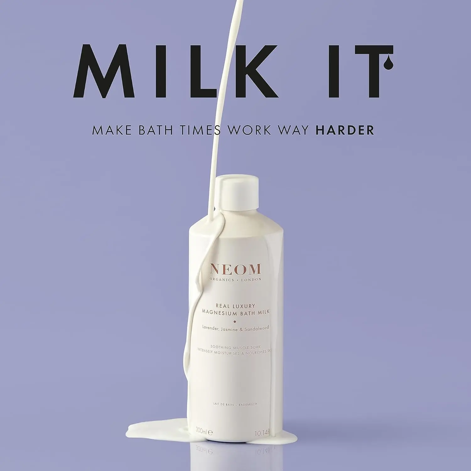 NEOM Real Luxury Bath Milk infuses your bath with a rich, fragrant blend of lavender and jasmine for a luxurious, healing experience.