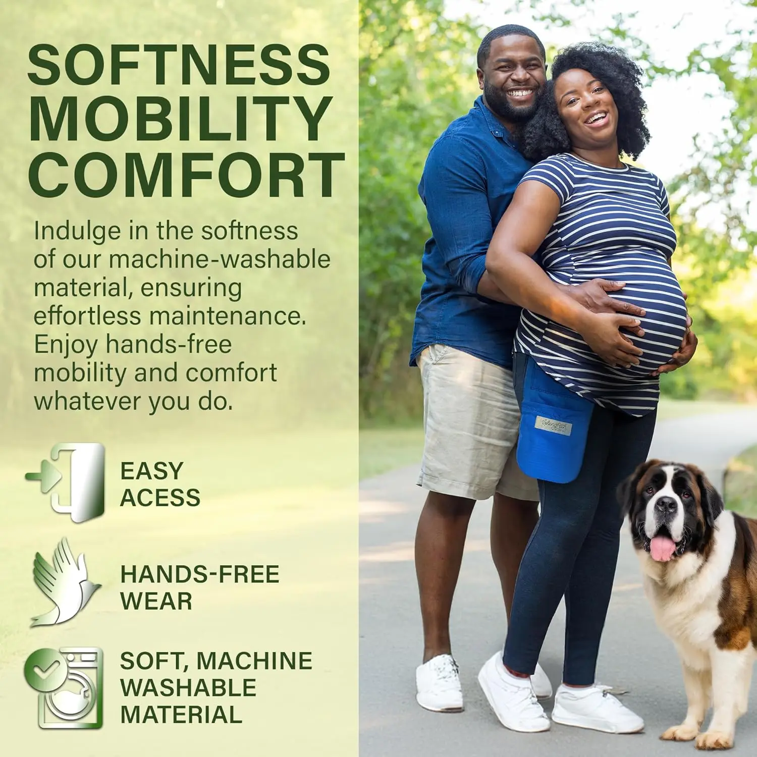 Royal blue nephrostomy tube and drainage bag cover set with adjustable belt for discreet and hands-free use.