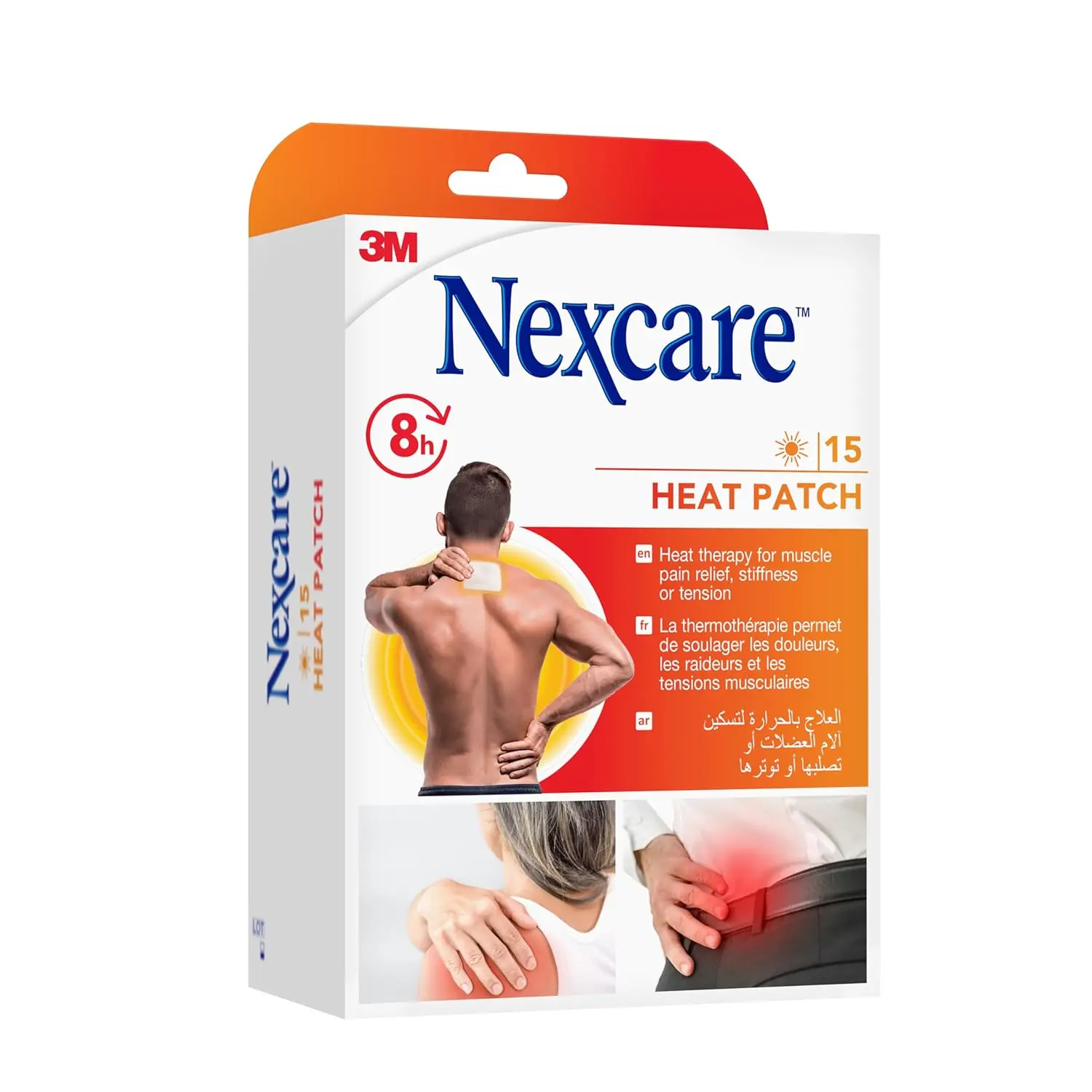 Nexcare heat patch provides natural pain relief for muscle, neck, shoulder, back and lower back pain.