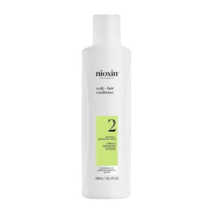 Nioxin System 2 conditioner thickens fine and natural hair with progressed thinning, promoting density and scalp health.